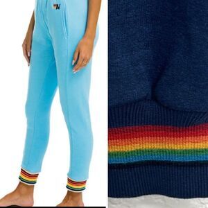 New Aviator National RAINBOW RIB POCKET SWEATPANTS Navy Small